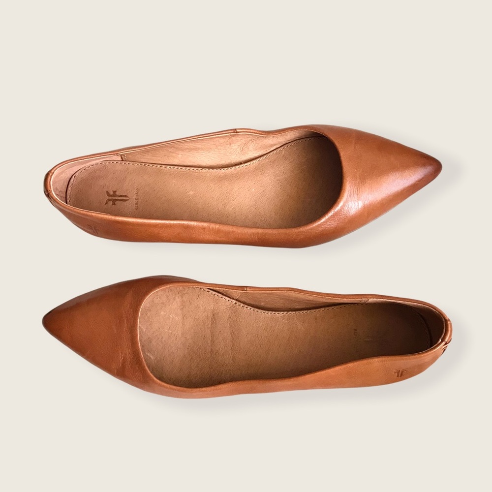 Frye Sienna Cognac Leather Ballet Pointed Flats - Picture 15 of 16